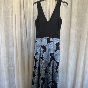 Black and Blue Roses High Low Formal Dress for Prom, Wedding or Formal Events
